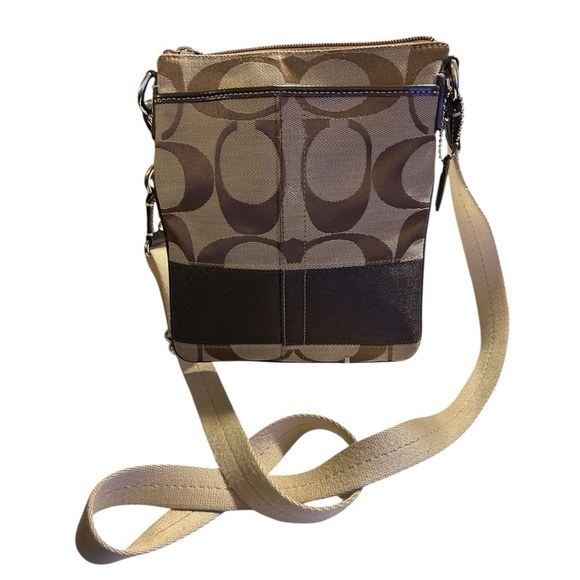 Coach Handbags - Coach Signature Brown/Tan Jacquard Crossbody Shoulder/Handbag